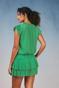 Current Air Zoey Pleated Mini Dress SPRINGGREEN Hot
