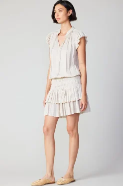 Current Air Zoey Pleated Skirt Mini Dress ECRU Clearance