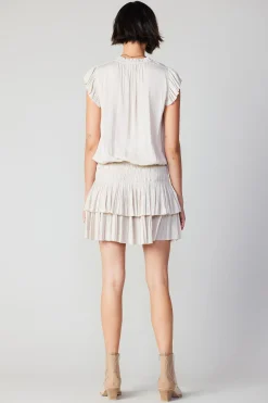Current Air Zoey Pleated Skirt Mini Dress ECRU Clearance