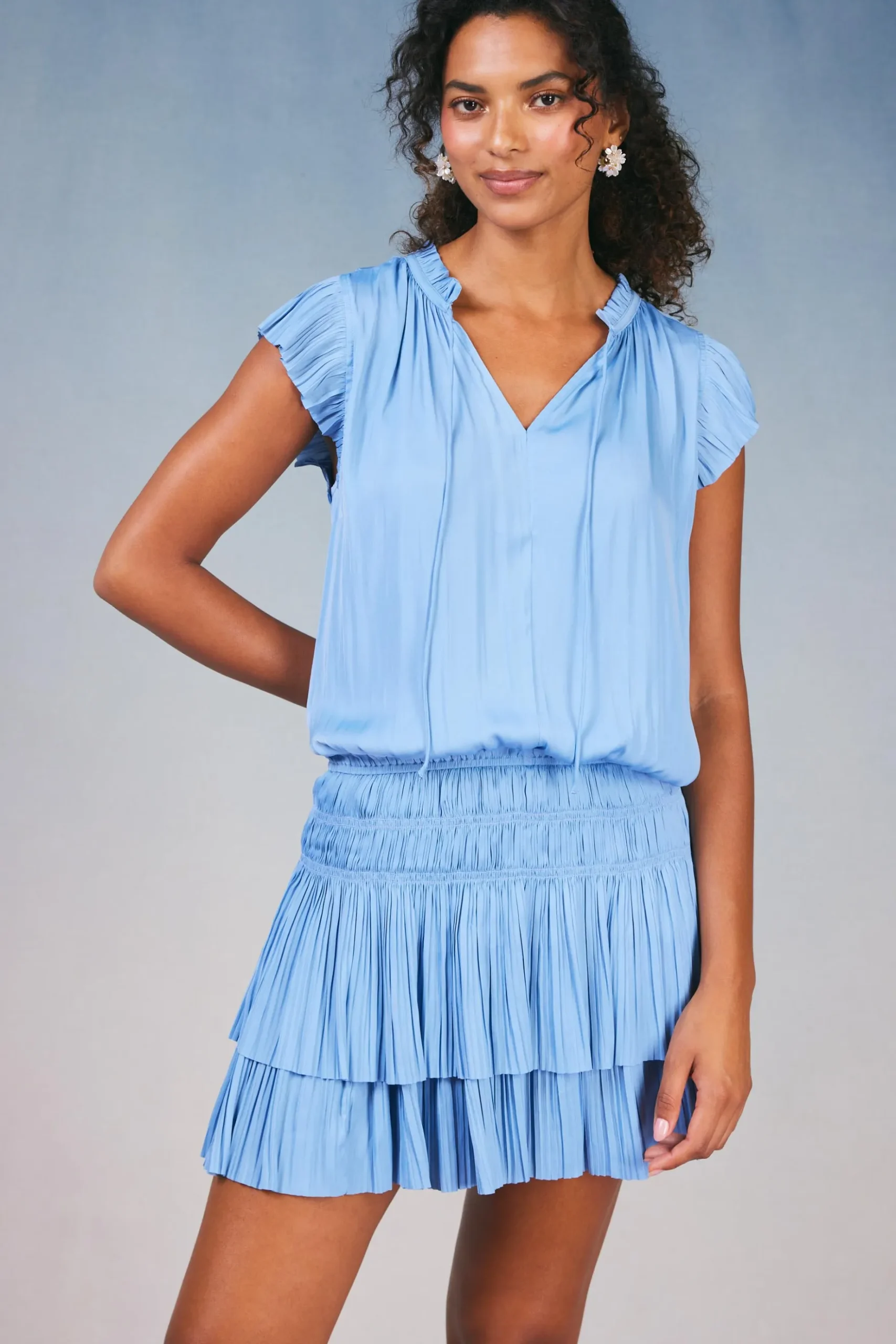 Current Air Zoey Pleated Skirt Mini Dress PERIWINKLEBLUE New
