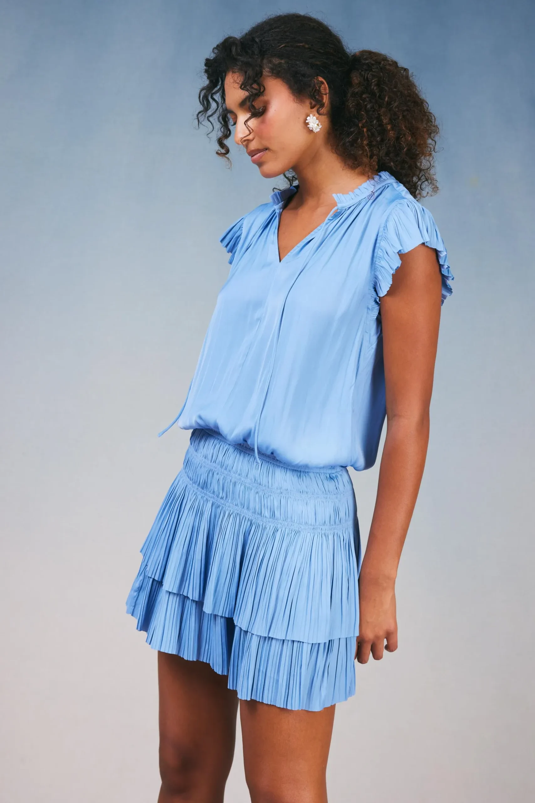 Current Air Zoey Pleated Skirt Mini Dress PERIWINKLEBLUE New